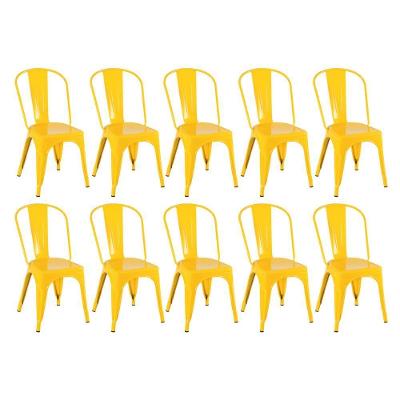 Kit 10 Cadeiras Design Industrial Amarelo