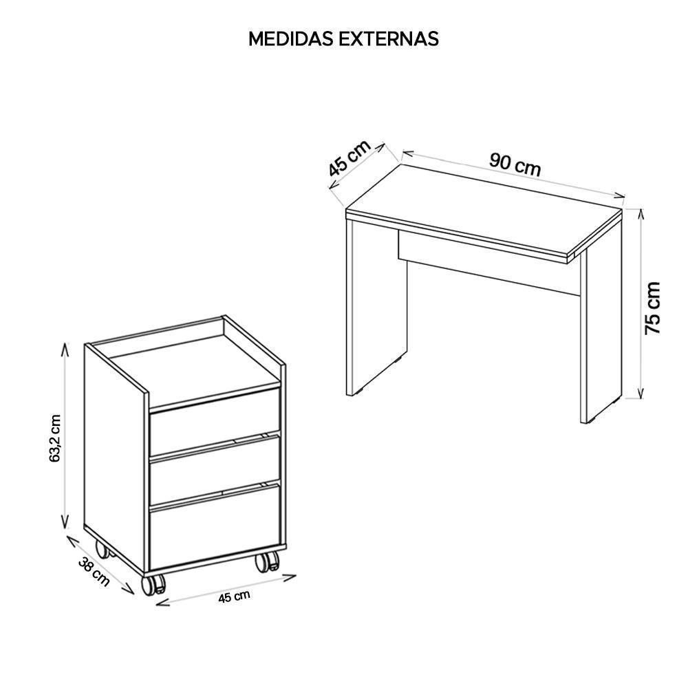Conjunto Escritório Mesa E Gaveteiro Marrom Studio Caemmun - 2