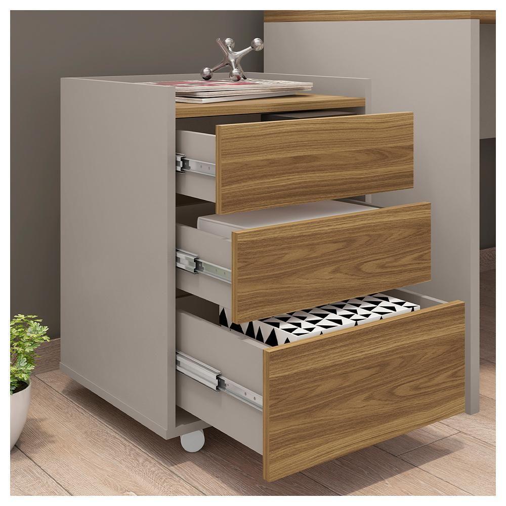 Conjunto Escritório Mesa E Gaveteiro Marrom Studio Caemmun - 4