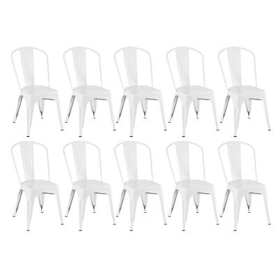 Kit 10 Cadeiras Design Industrial Branco