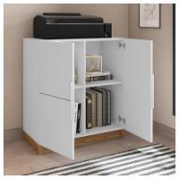 Kit Escritório Armário Baixo Gaveteiro Cubic Branco Caemmun - 8