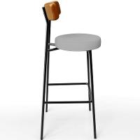 Kit 02 Banquetas Alta Bar Cozinha Sala Jantar Milão L02 Couríssimo Whisky Linho Cinza - 3