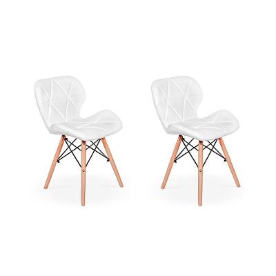 Kit 02 Cadeiras Charles Eames Eiffel Slim Wood Branca