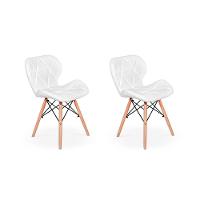 Kit 02 Cadeiras Charles Eames Eiffel Slim Wood Branca - 1