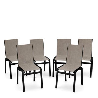 Kit 6 Cadeiras Jantar Gourmet Alumínio Preto Tela Mocca