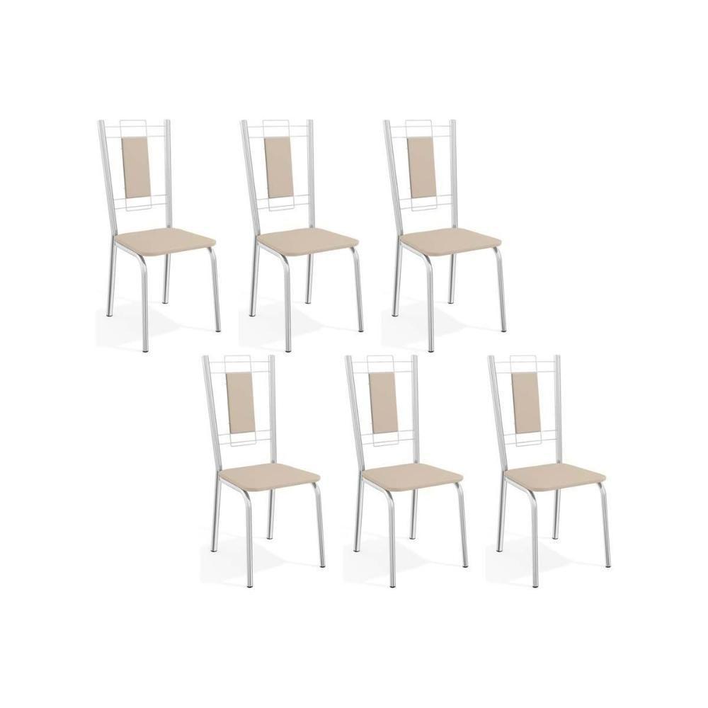 Cadeiras de Cozinha Florença C005 Kit 6 Un Cromada - Assento Nude 16 - Kappesberg - 1
