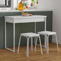 Conjunto Mesa Dobrável Com 2 Banquetas Branco Carraro - 1