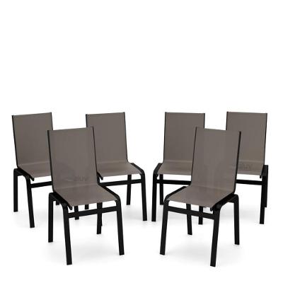 Kit 6 Cadeiras Jantar Gourmet Alumínio Preto Tela Fendi