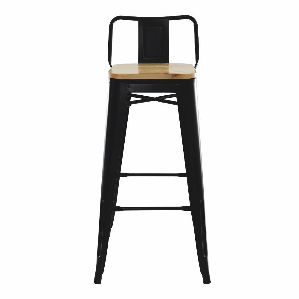 Kit 3 Banquetas Altas c/Assento De Tolix Preta Madeira - 4