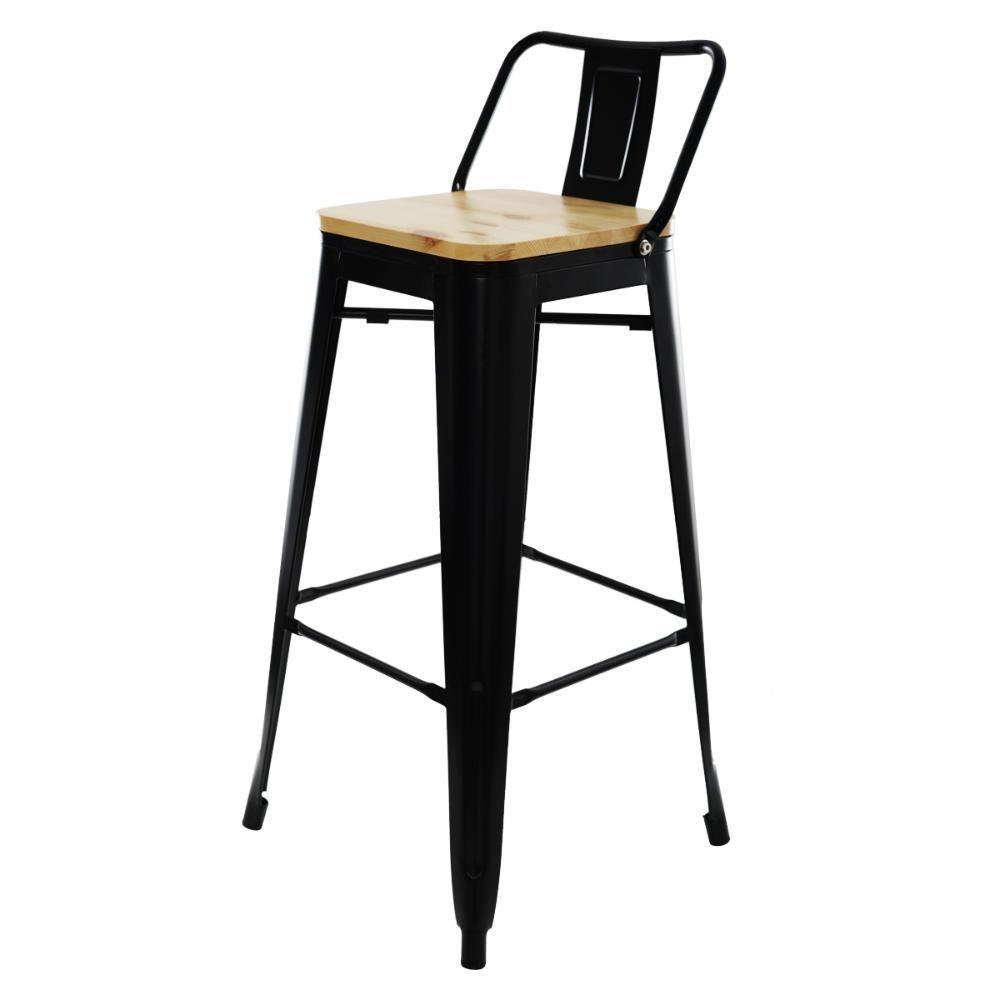 Kit 3 Banquetas Altas c/Assento De Tolix Preta Madeira - 5