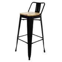 Kit 3 Banquetas Altas c/Assento De Tolix Preta Madeira - 5