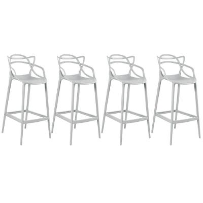 Kit 4 Banquetas Altas Masters Allegra 76 Cm Cinza Claro