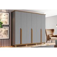 Guarda Roupa 6 Portas e 6 Gavetas Andréas c/ Pés Cinza/Nature - Henn - 1