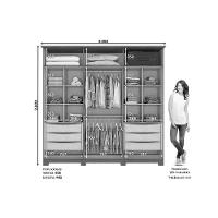 Guarda Roupa 6 Portas e 6 Gavetas Andréas c/ Pés Cinza/Nature - Henn - 2