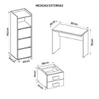 Kit Conjunto Escritório 3 Peças Studio Marrom Caemmun - 3