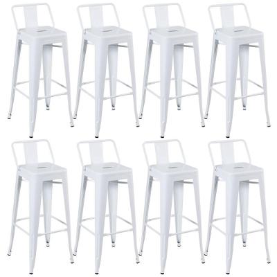 Kit 8 Banquetas Altas Com Encosto 76 Cm Branco