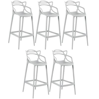 Kit 5 Banquetas Altas Masters 76 Cm Cinza Claro Cinza Claro