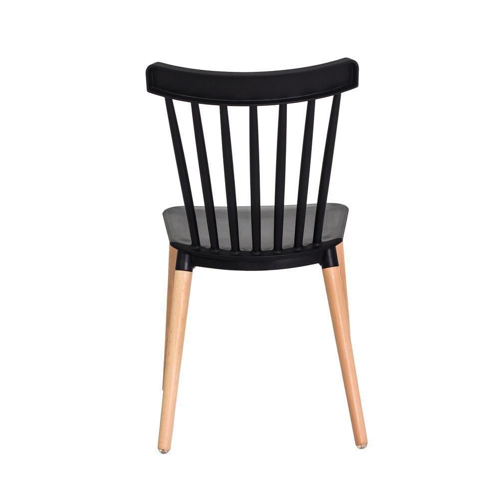 Cadeira Ellen Windsor Polipropileno Preta Base Madeira - 4