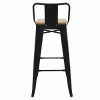 Kit 4 Banquetas Altas Com Assento De Madeira Tolix Preto Preto - 6