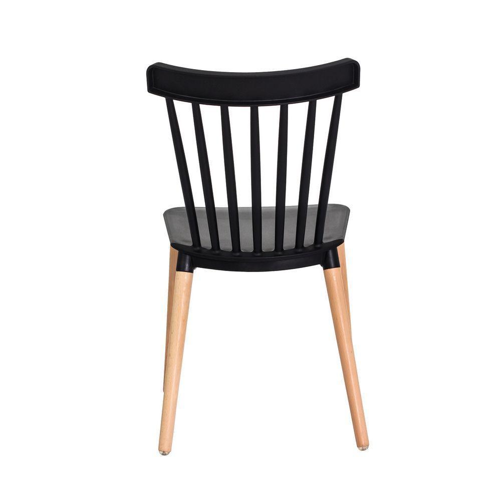 Kit 4 Cadeiras Ellen Windsor Polipropileno Preta Madeira - 11