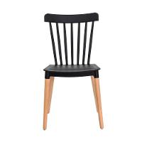 Kit 4 Cadeiras Ellen Windsor Polipropileno Preta Madeira - 3