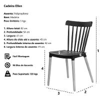 Kit 4 Cadeiras Ellen Windsor Polipropileno Preta Madeira - 10