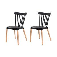 Kit 2 Cadeiras Ellen Windsor Polipropileno Preta Madeira - 1