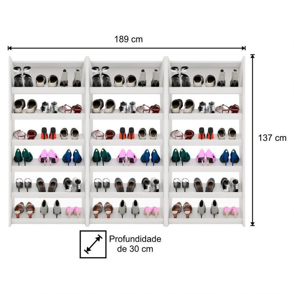 Kit 3 Armários Sapateira Multiuso Paris Lumil Móveis Branco - 3