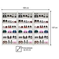 Kit 3 Armários Sapateira Multiuso Paris Lumil Móveis Branco - 3