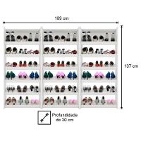 Kit 3 Armários Sapateira Multiuso Paris Lumil Móveis Branco - 6