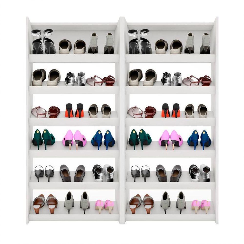 Kit 2 Armários Sapateira Multiuso Paris Lumil Móveis Branco - 1