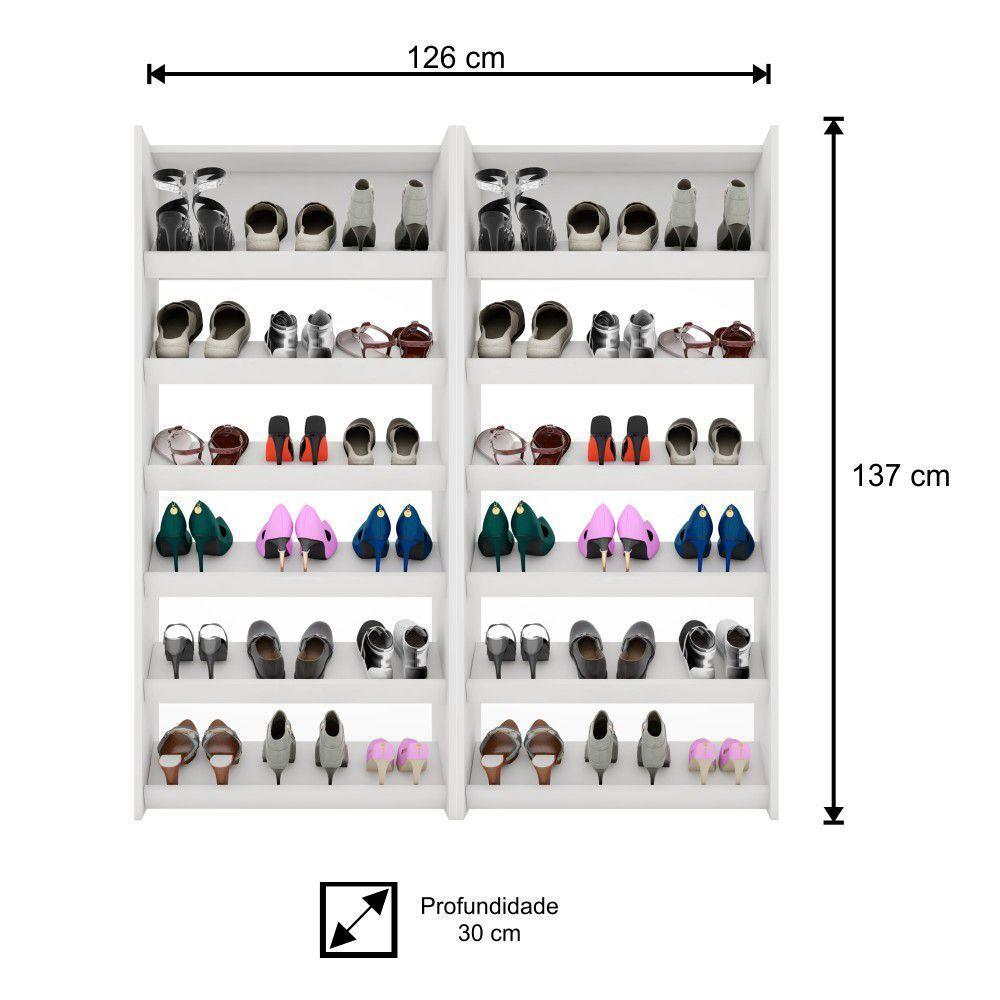 Kit 2 Armários Sapateira Multiuso Paris Lumil Móveis Branco - 2