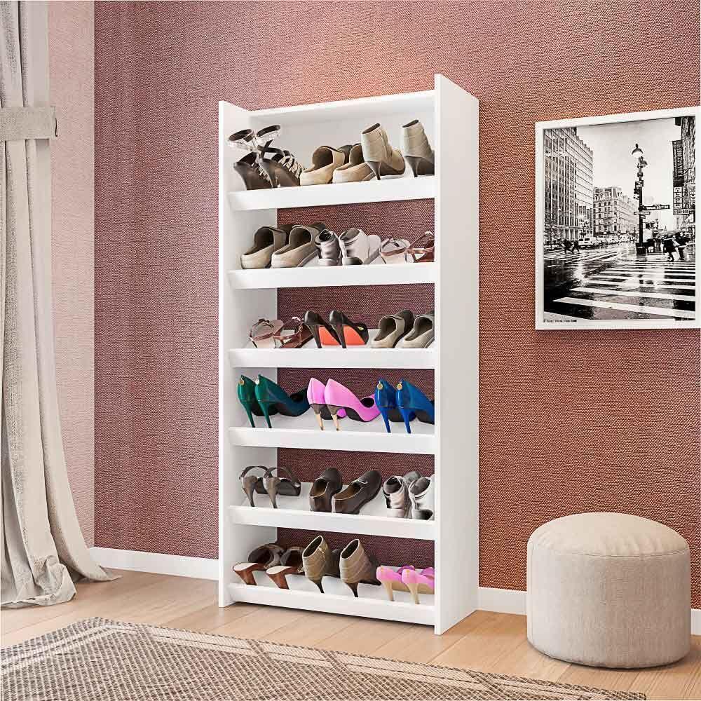 Kit 2 Armários Sapateira Multiuso Paris Lumil Móveis Branco - 4