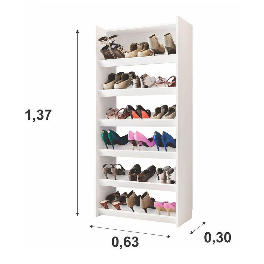 Kit 2 Armários Sapateira Multiuso Paris Lumil Móveis Branco - 5