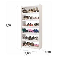 Kit 2 Armários Sapateira Multiuso Paris Lumil Móveis Branco - 5