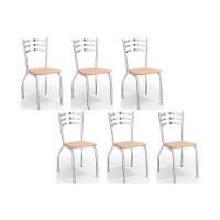 Cadeiras de Cozinha Portugal C007 Kit 6 Un Cromada - Assento Nude 16 - Kappesberg - 1