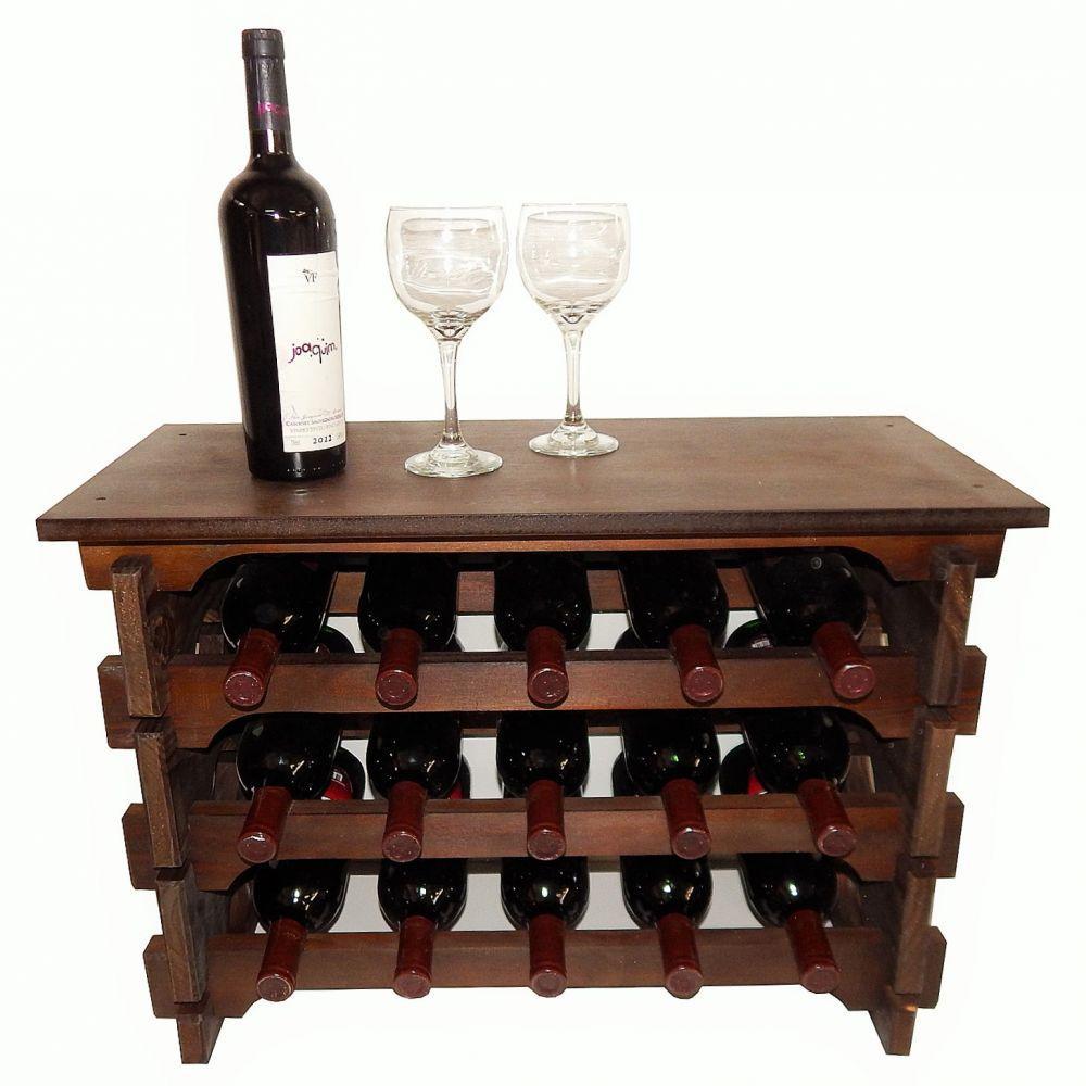 Adega Vinho Madeira 15 Garrafas Tipo Mesinha Imbuia C05 - 1