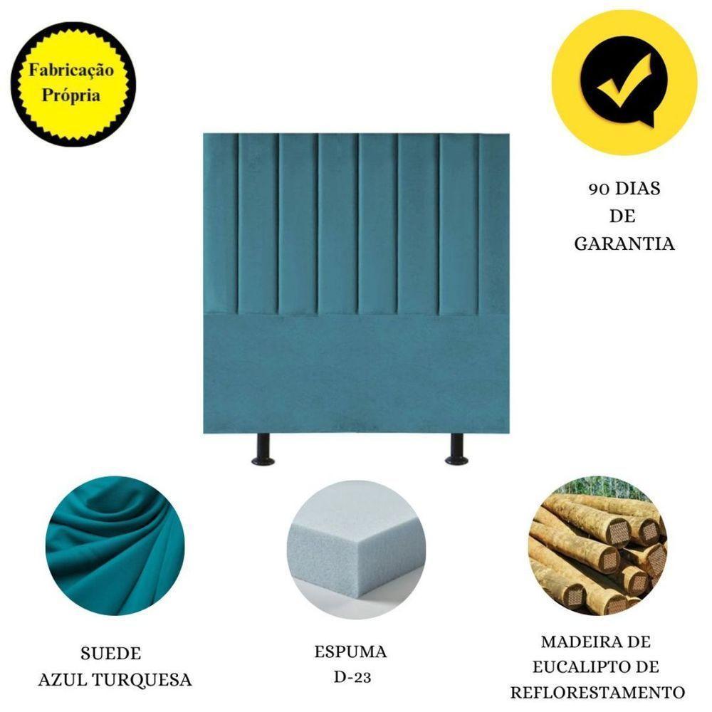 Cabeceira Estofada Cama Solteiro 90 Cm Sophia Carla Suede Cor:azul Turquesa - 4