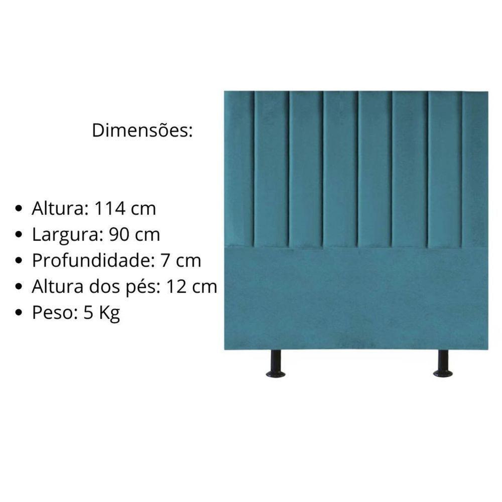 Cabeceira Estofada Cama Solteiro 90 Cm Sophia Carla Suede Cor:azul Turquesa - 5