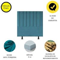 Cabeceira Estofada Cama Solteiro 90 Cm Sophia Carla Suede Cor:azul Turquesa