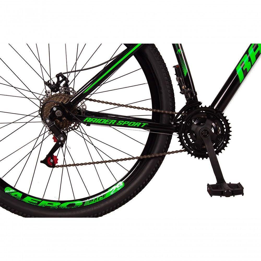 Bicicleta 29 Raider Sport Aço 21 Marchas Freio A Disco Preto+verde - 2