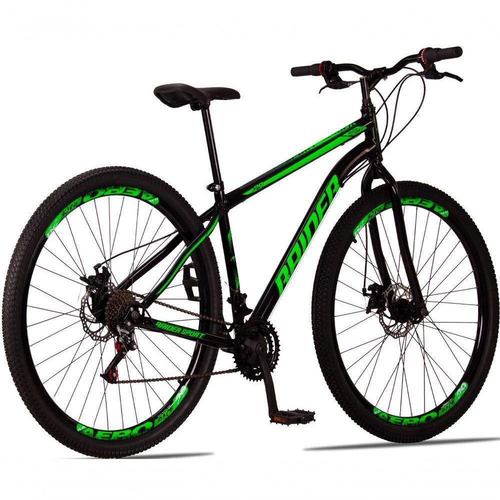 Bicicleta 29 Raider Sport Aço 21 Marchas Freio A Disco Preto+verde - 4