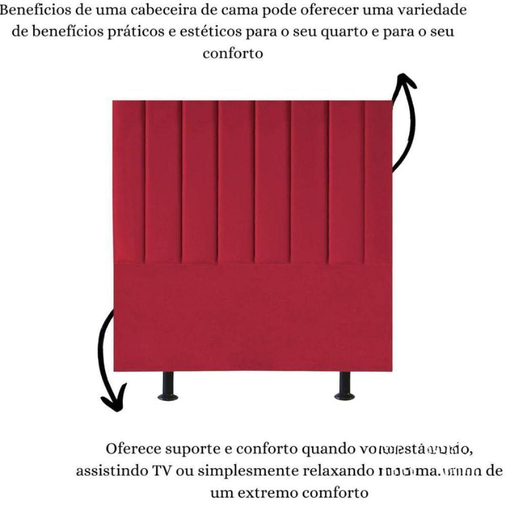 Cabeceira Estofada Cama Solteiro 90 Cm Sophia Carla Suede Cor:vermelho - 4