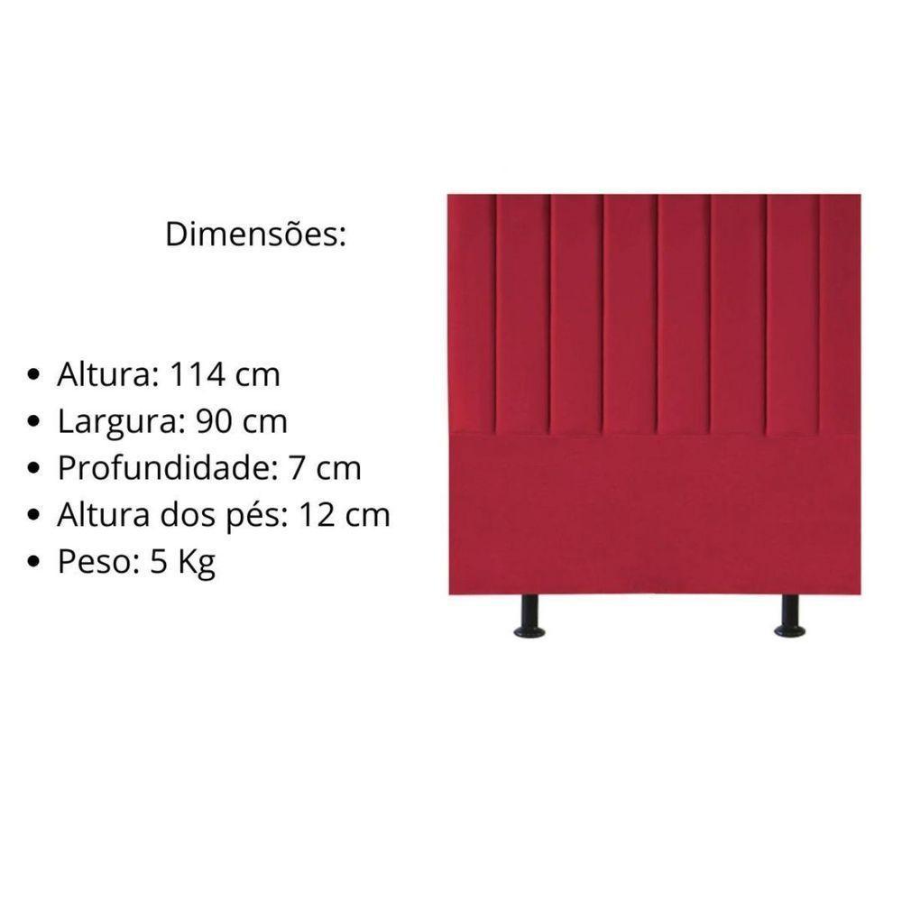 Cabeceira Estofada Cama Solteiro 90 Cm Sophia Carla Suede Cor:vermelho - 7