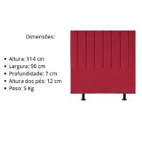 Cabeceira Estofada Cama Solteiro 90 Cm Sophia Carla Suede Cor:vermelho - 7