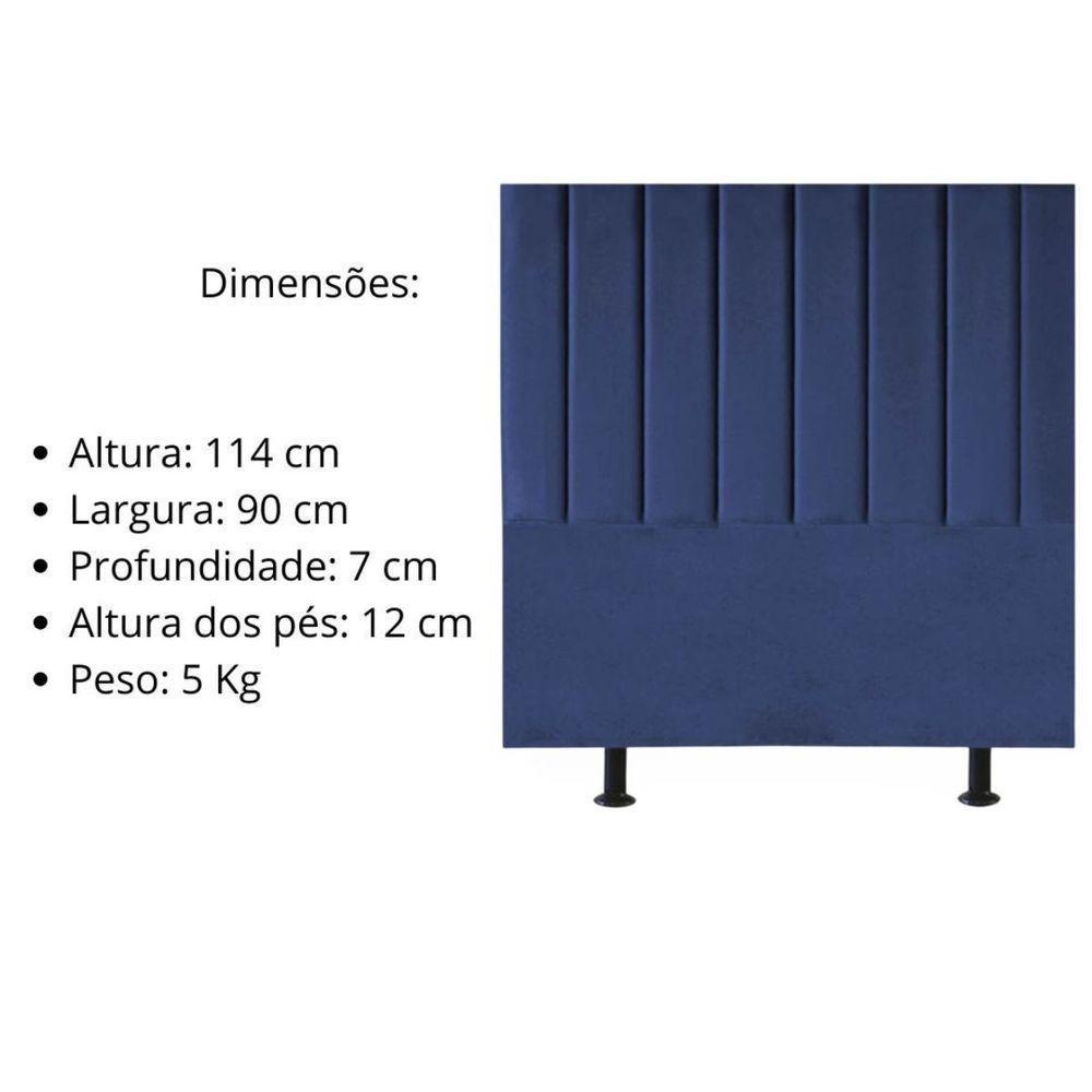 Cabeceira Estofada Cama Solteiro 90 Cm Sophia Carla Suede Cor:azul Marinho - 7