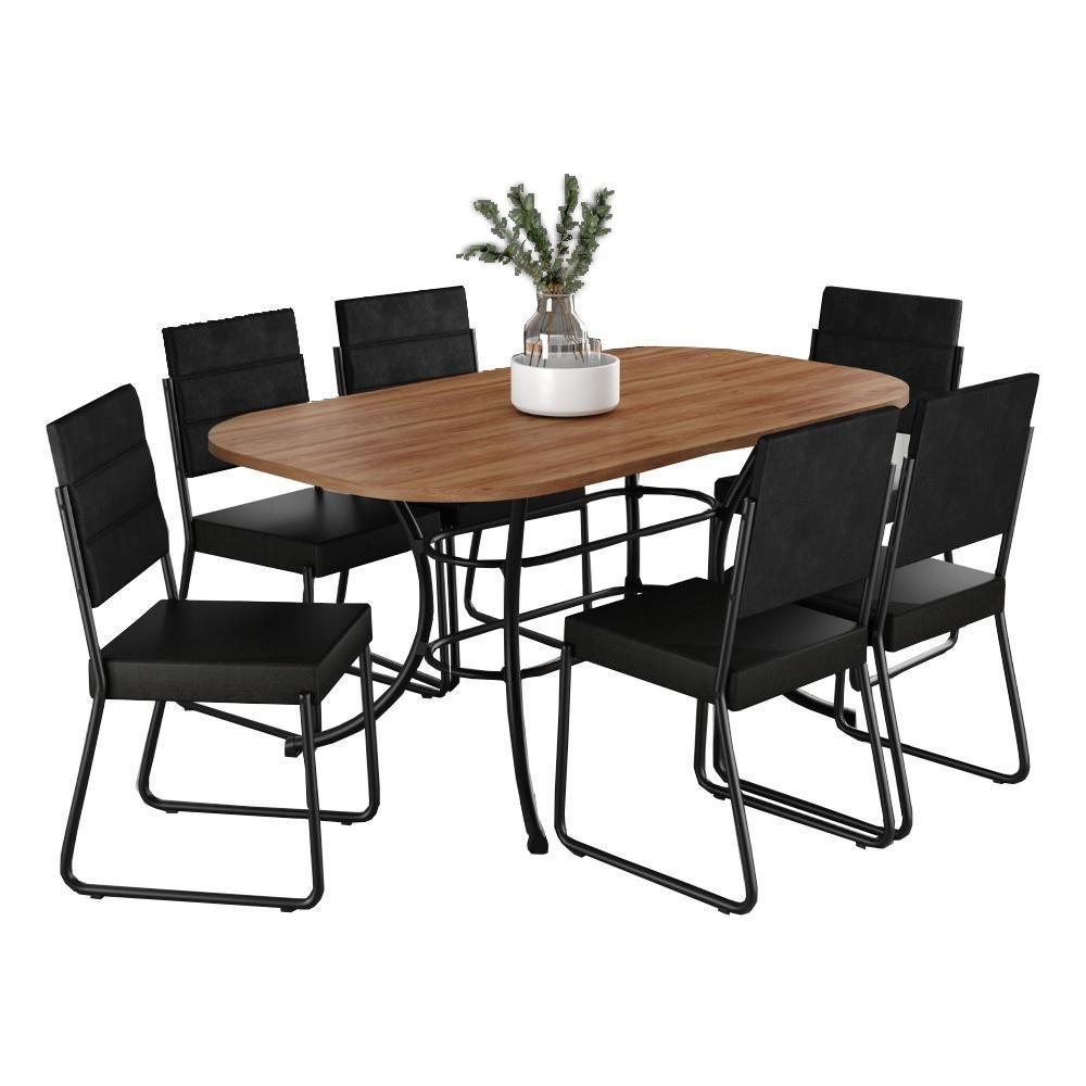 Conjunto Sala De Jantar Com Mesa E 6 Cadeiras Fenix Carraro - 2