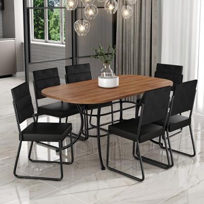 Conjunto Sala de Jantar Fênix 6 Lugares Tampo MDP com Cadeiras Estofadas Preto