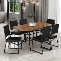 Conjunto Sala De Jantar Com Mesa E 6 Cadeiras Fenix Carraro - 1