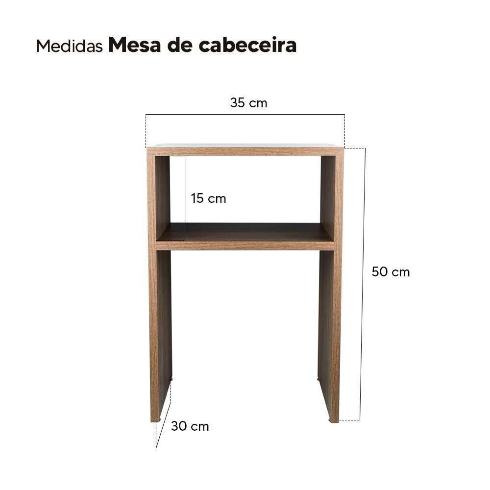 Mesa De Cabeceira Nogal Cama Solteiro Quarto Sala 35x50cm - 3
